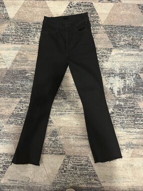 MOTHER Black Flare Jeans - Raw Hem Wide Leg